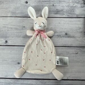 H&M Bunny Rabbit Lovey Ivory Pink Floral Baby Plush Security Blanket
